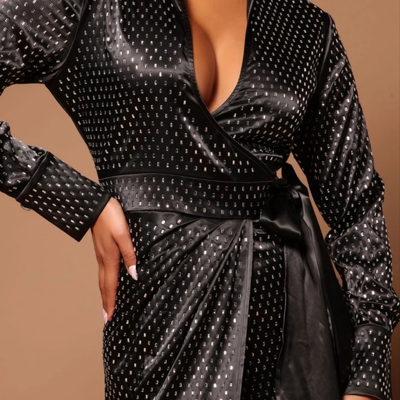 NWT Fashionnova maxi wrap embellished dress - Picture 2 of 4